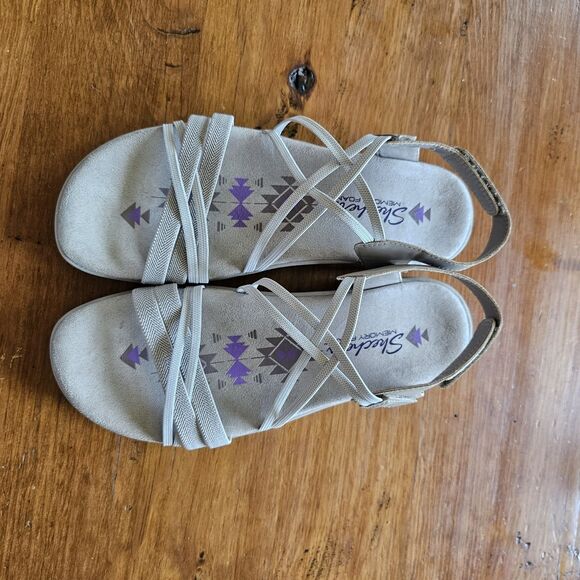 Skechers Women's Size 9 "Reggae Slim Takes Two" Sandals - Beige Memory Foam - Picture 4 of 7